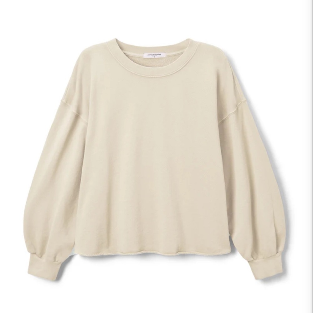 perfectwhitetee zayne french terry sweatshirt, sugar, size small, NWT
